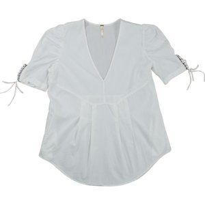Free People Puff Sleeve V Neck Tunic Top